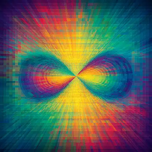 Radiating geometric artwork in vivid colors